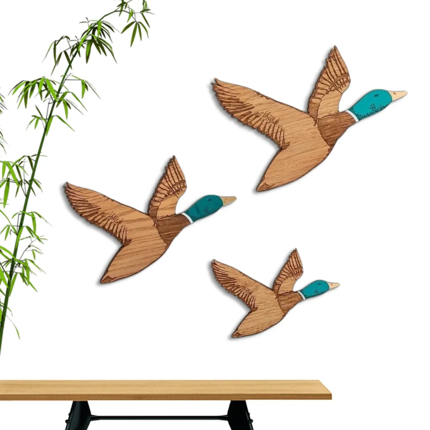 Wooden Flying Ducks Wall Art