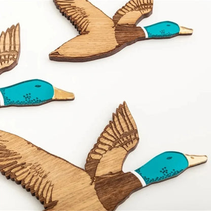 Wooden Flying Ducks Wall Art
