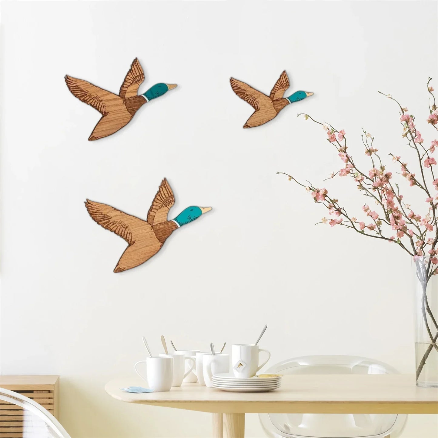 Wooden Flying Ducks Wall Art